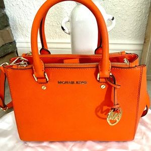 Orange Michael Kors double zippered Handbag
